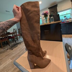 Nine West Over the Knee Boots Brown Suede